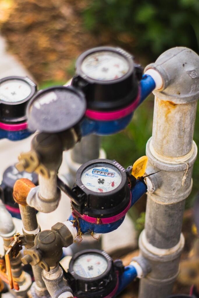 Commercial water meters and piping